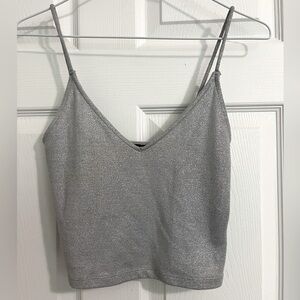 Forever 21 Silver Sparkly Tank Top, Size M